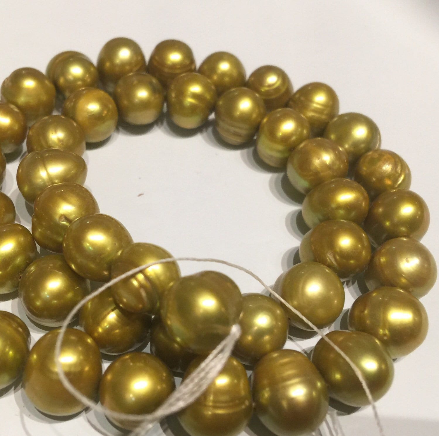 AA 8-10mm Round Baroque pearl, stunning Cultured Freshwater Pearl,15" full strand Bright Olive pearl, luster Excellent Bargain #RS2066