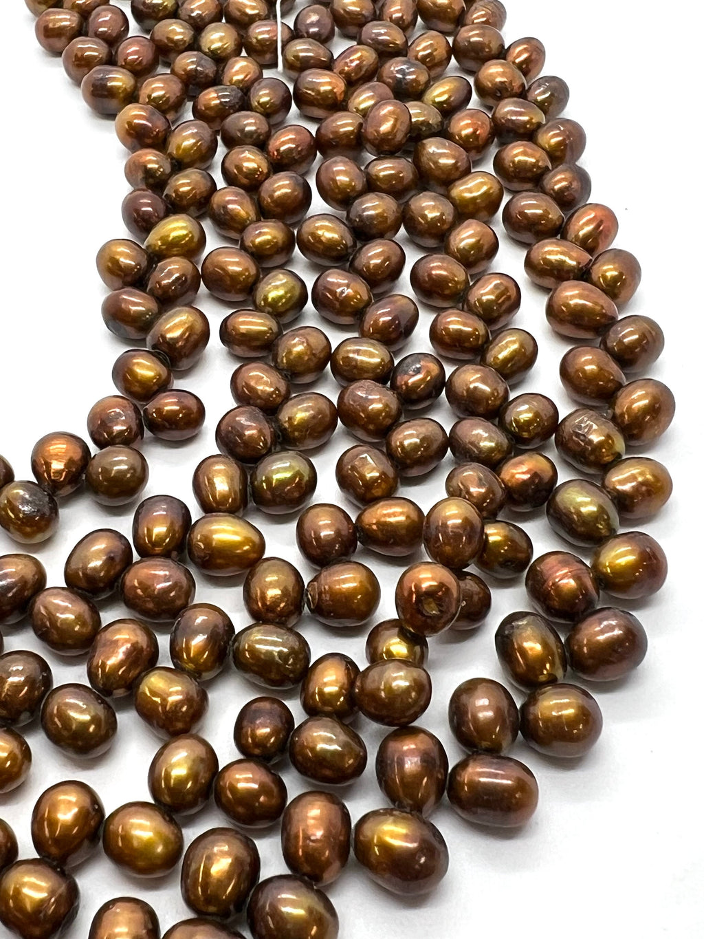 AAA 6mmx7-8mm top drilled Wheat Pearl Freshwater Pearl, Stunning Brown loose pearl beads----15" full strand 90+ pc dancing pearl for design