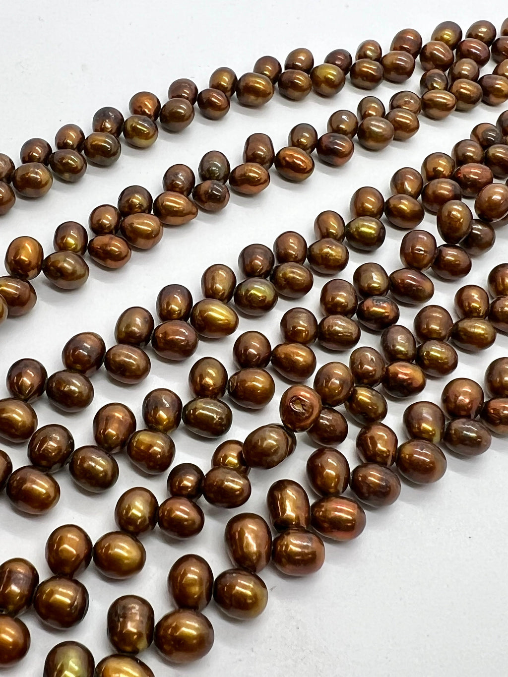 AAA 6mmx7-8mm top drilled Wheat Pearl Freshwater Pearl, Stunning Brown loose pearl beads----15" full strand 90+ pc dancing pearl for design