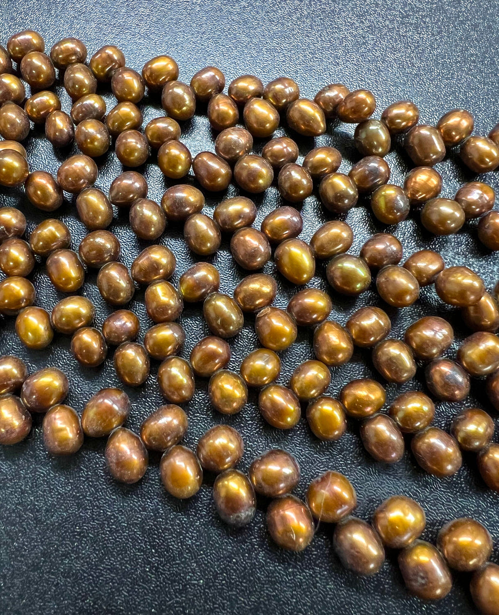 AAA 6mmx7-8mm top drilled Wheat Pearl Freshwater Pearl, Stunning Brown loose pearl beads----15" full strand 90+ pc dancing pearl for design