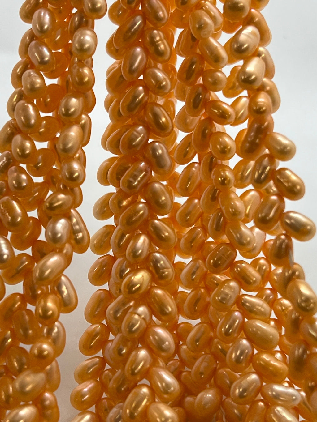 AAA 5mmx7-8mm top drilled Wheat Pearl Freshwater Pearl, stunning orange loose pearl beads----14" full strand 90+ pc dancing pearl for design