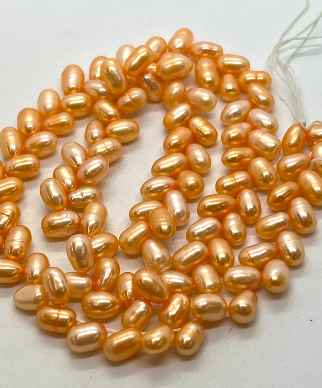 AAA 5mmx7-8mm top drilled Wheat Pearl Freshwater Pearl, stunning orange loose pearl beads----14" full strand 90+ pc dancing pearl for design