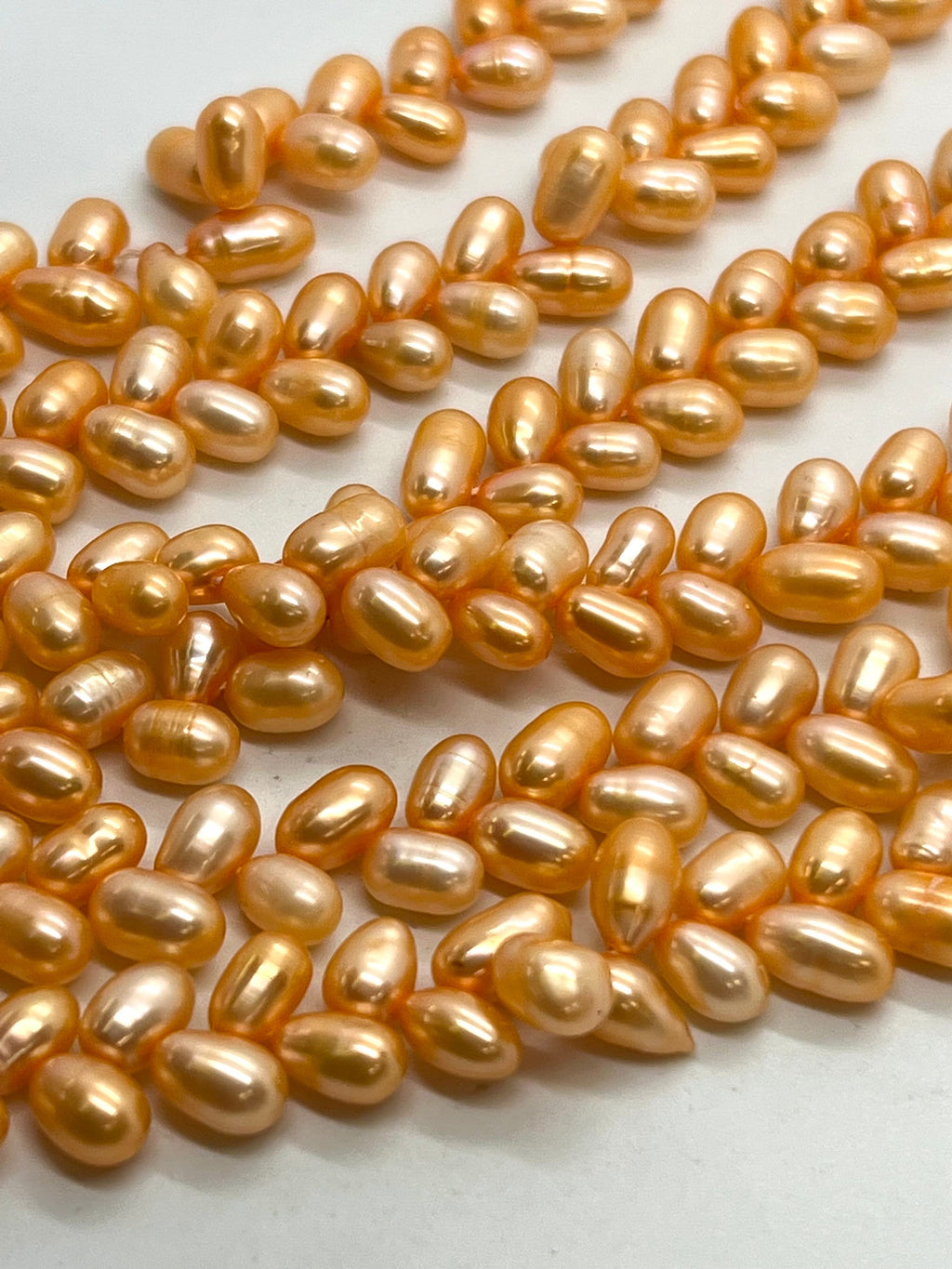 AAA 5mmx7-8mm top drilled Wheat Pearl Freshwater Pearl, stunning orange loose pearl beads----14" full strand 90+ pc dancing pearl for design
