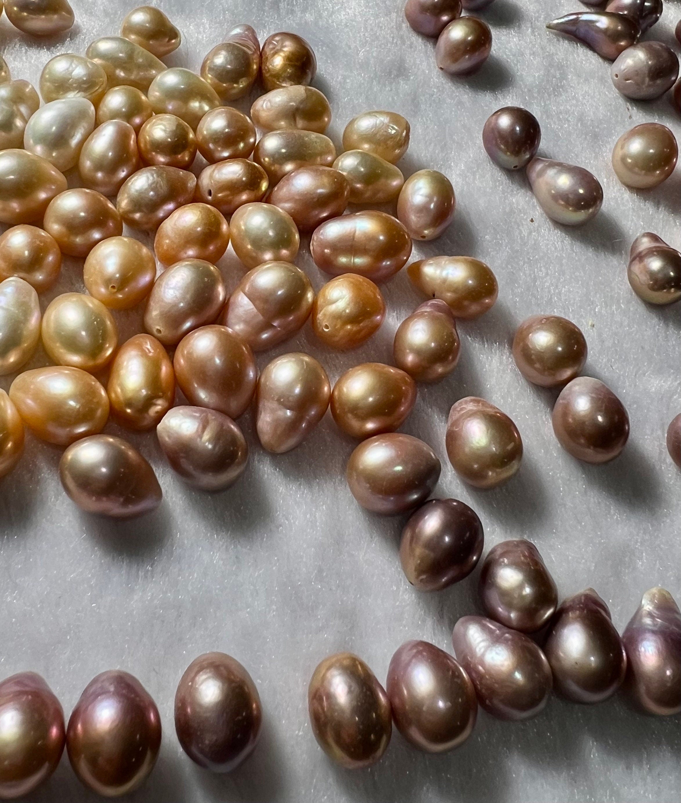 Pair AAA+ 11-12mmX 13-15mm Natural Metallic Mauve Baroque Edison Pearl pair, luster flame Fireball genuine tear drop pearl-Luxury #HebeA