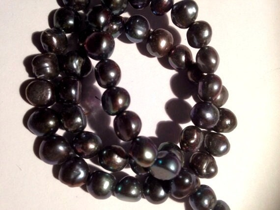 AAA 8-9mm Corn nugget Pearl Baroque Freshwater Pearl stunning peacock blue color ----15" full strand 50 pcs  #CB6038 NEW Arrival