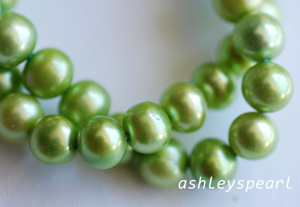 AA 7-8mm full strand 15"  Spring mint green Apple green color Freshwater pearl, round potato pearl 56 pieces R7080Y001---NEW arrival