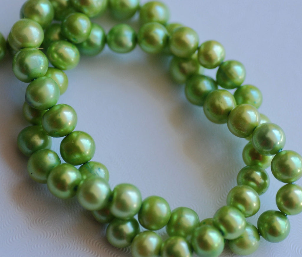 AA 7-8mm full strand 15"  Spring mint green Apple green color Freshwater pearl, round potato pearl 56 pieces R7080Y001---NEW arrival