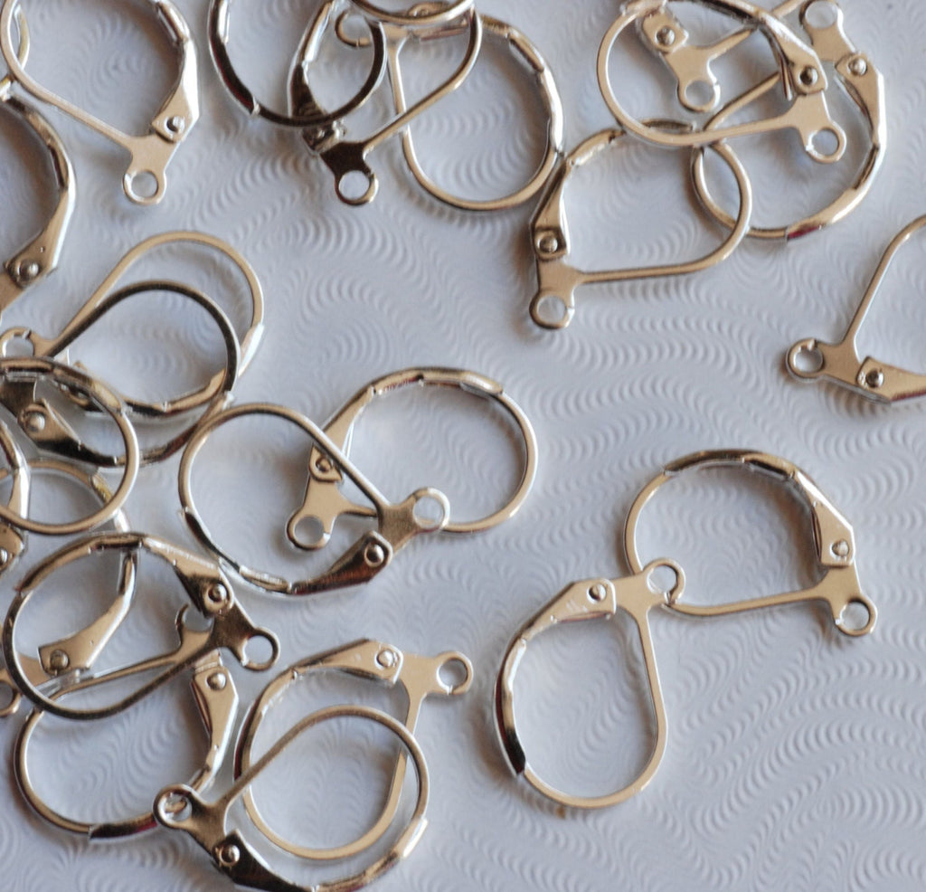 925 sterling silver plated over Copper Lever Back Earring Wire with French Ring - Nickel Free - 20 Pc -F9018