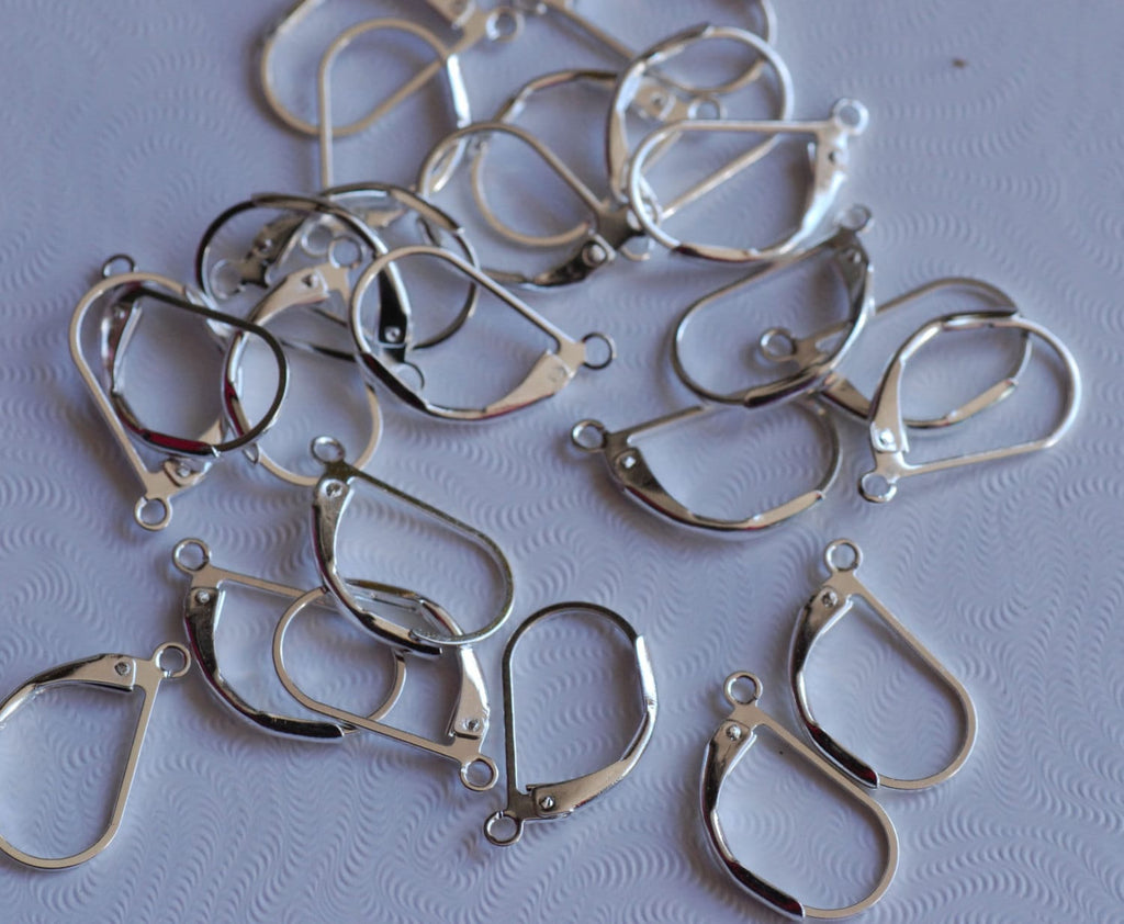 925 sterling silver plated over Copper Lever Back LONGER Earring Wire with French Ring - Nickel Free - 80 Pc -F9019