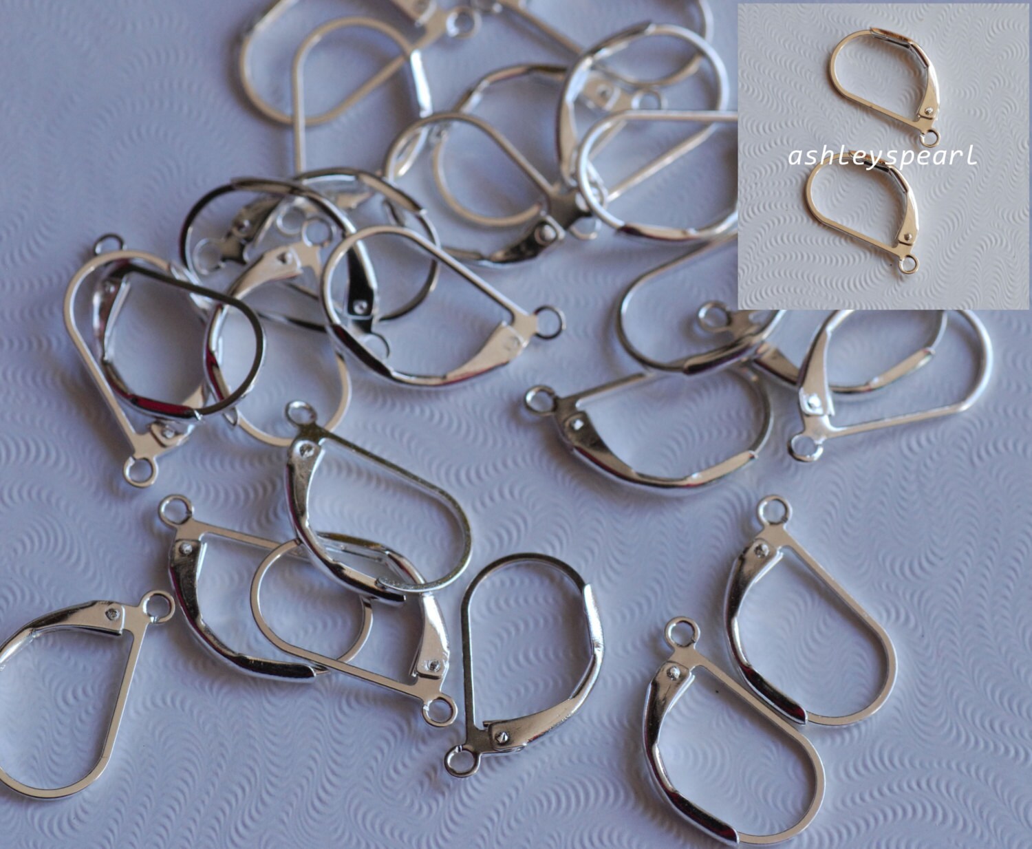 925 sterling silver plated over Copper Lever Back LONGER Earring Wire with French Ring - Nickel Free - 80 Pc -F9019