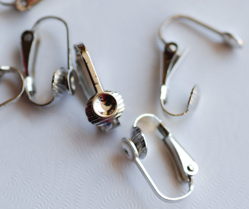18k white gold plated over Copper Earring Clips- Nickel Free - 20 Pc -F9020---new arrival