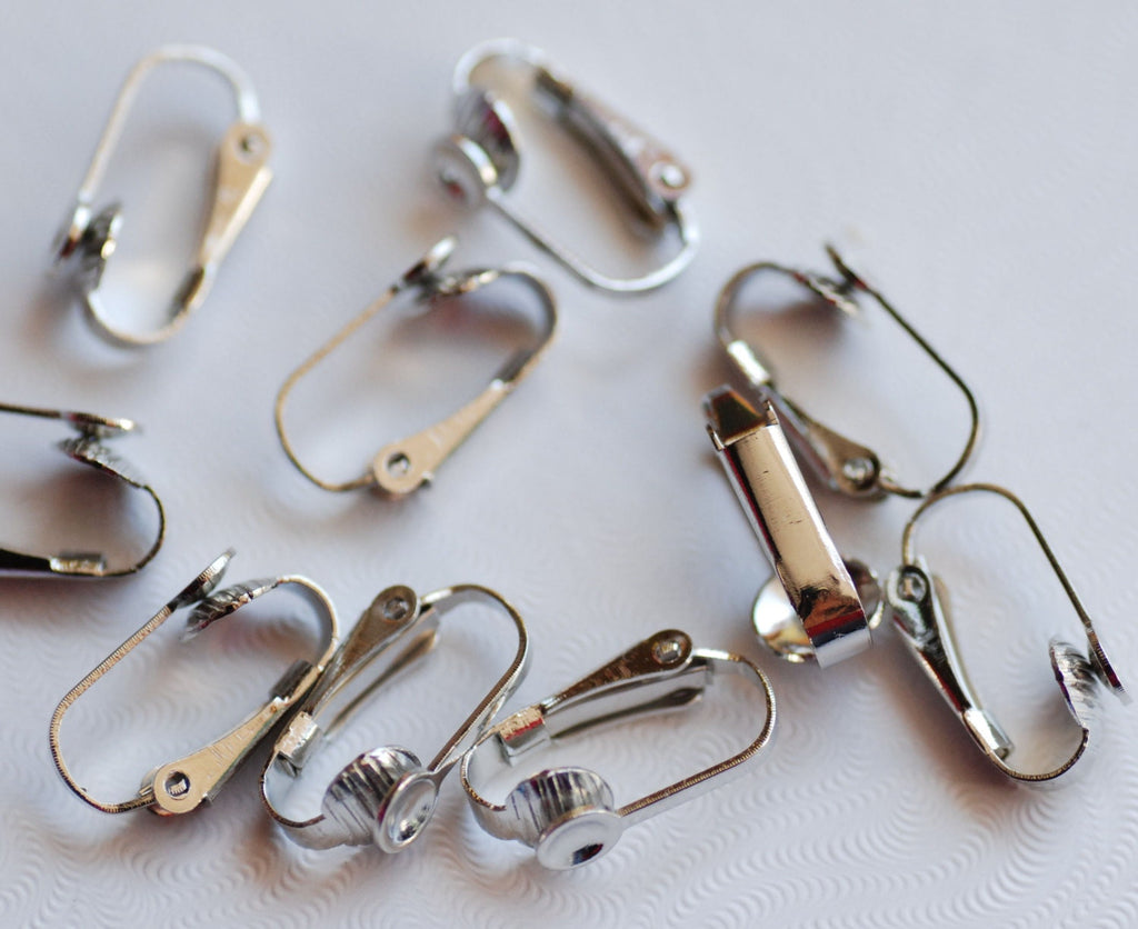 18k white gold plated over Copper Earring Clips- Nickel Free - 20 Pc -F9020---new arrival