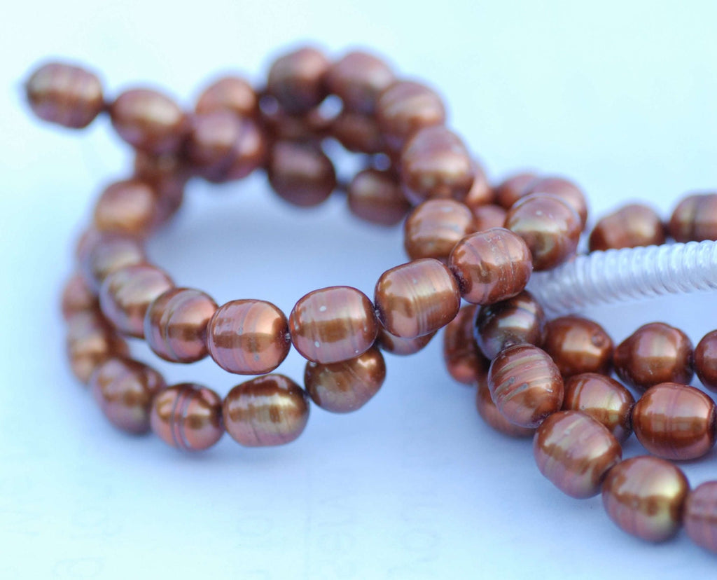 Rice Pearl Baroque Pearl Freshwater Pearl vintage bronze brown 9X11mm--16" full strand 38 pc----wholesale deal