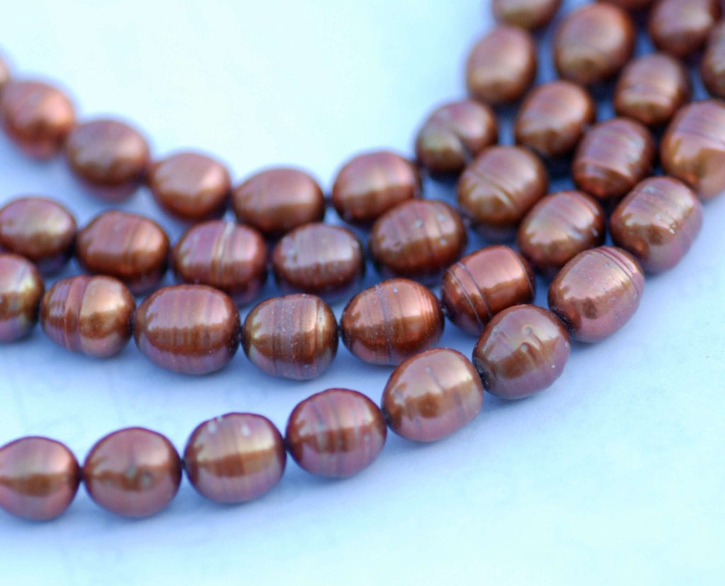 Rice Pearl Baroque Pearl Freshwater Pearl vintage bronze brown 9X11mm--16" full strand 38 pc----wholesale deal