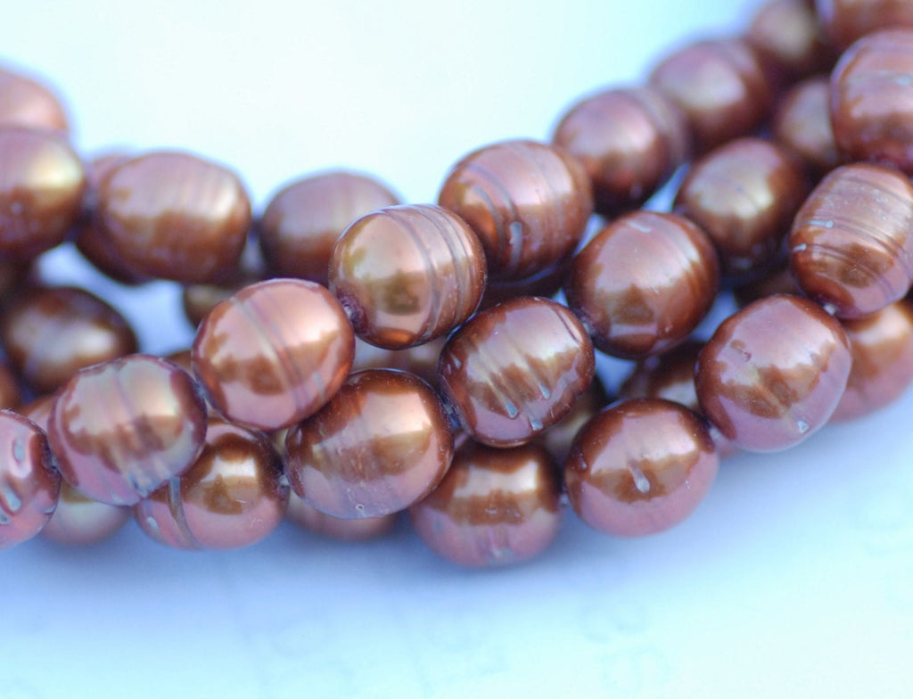 Rice Pearl Baroque Pearl Freshwater Pearl vintage bronze brown 9X11mm--16" full strand 38 pc----wholesale deal