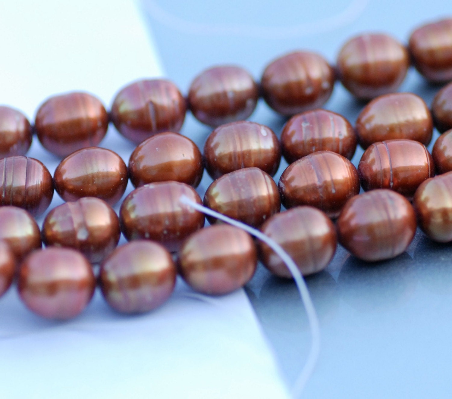 Rice Pearl Baroque Pearl Freshwater Pearl vintage bronze brown 9X11mm--16" full strand 38 pc----wholesale deal