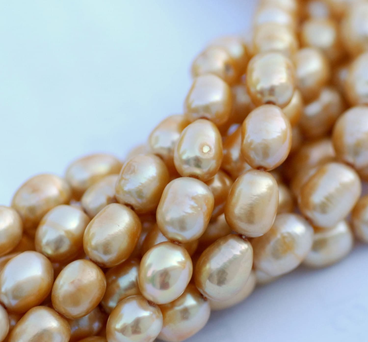 10X13mm Rice Pearl Baroque Pearl Freshwater Pearl vintage golden yellow champagne --16" full strand 32 pcs----wholesale deal  #DR3031