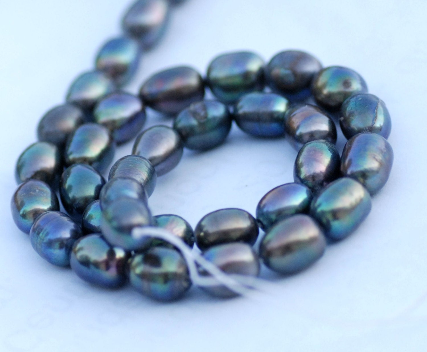 9X11mm AA Rice Pearl, 15" full strand Baroque Pearl Freshwater Pearl vintage peacock 38 pc oval pearl beads #DR3026