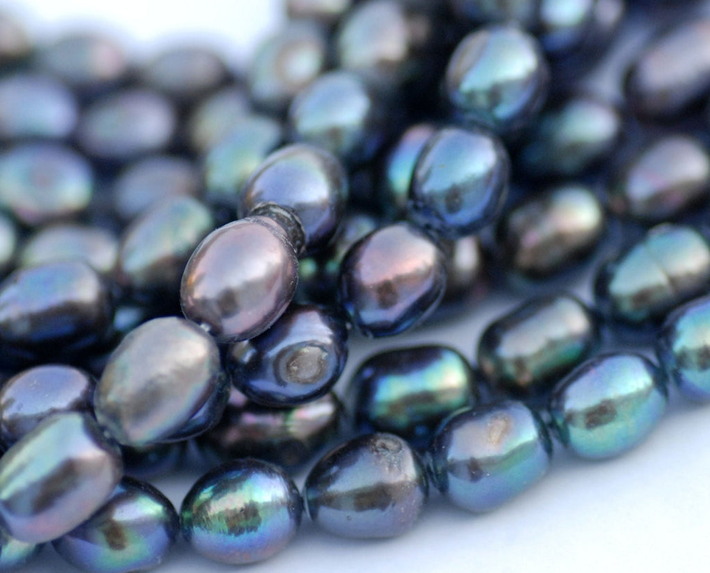 9X11mm AA Rice Pearl, 15" full strand Baroque Pearl Freshwater Pearl vintage peacock 38 pc oval pearl beads #DR3026