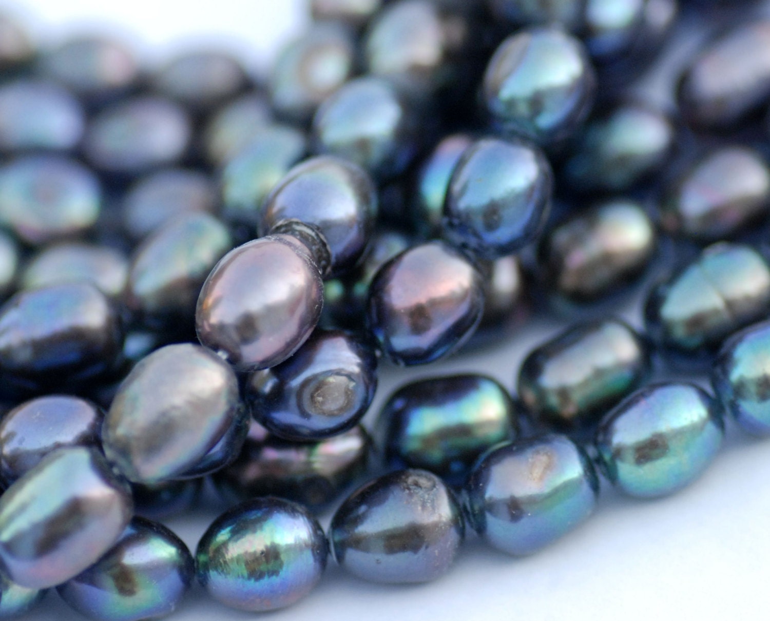9X11mm AA Rice Pearl, 15" full strand Baroque Pearl Freshwater Pearl vintage peacock 38 pc oval pearl beads #DR3026
