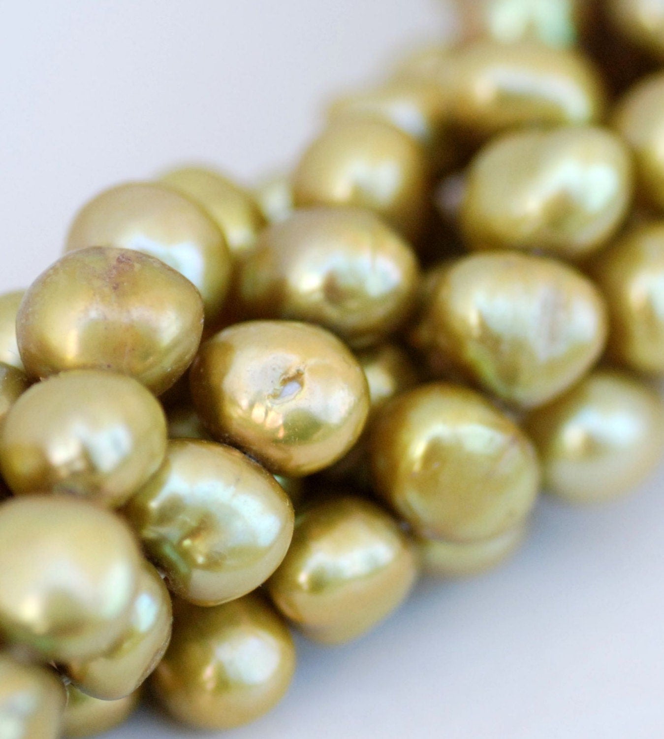 AA+ 8-9mm Corn Nugget Pearl Baroque Pearl stunning Olive green color Freshwater Pearl 15" full strand 50 pcs loose pearl beads  #CB6035 NEW