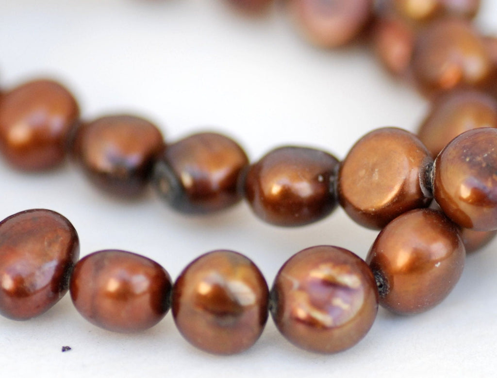 9-11mm AA Baroque Pearl Nugget Pearl Freshwater Pearl Stunning Brown color---15" Full strand of  45pieces #BA4008 --NEW Arrival