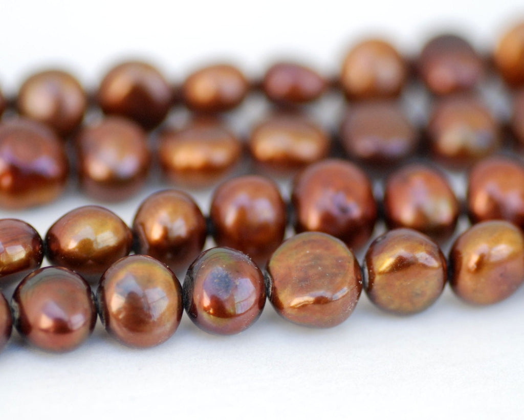 9-11mm AA Baroque Pearl Nugget Pearl Freshwater Pearl Stunning Brown color---15" Full strand of  45pieces #BA4008 --NEW Arrival