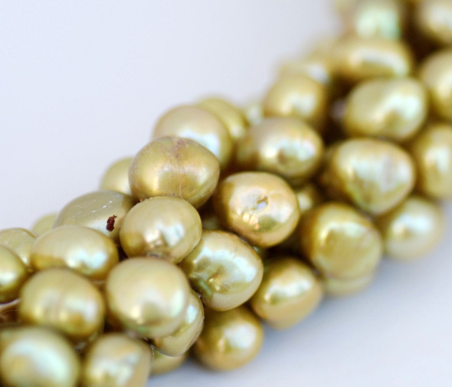 AA+ 8-9mm Corn Nugget Pearl Baroque Pearl stunning Olive green color Freshwater Pearl 15" full strand 50 pcs loose pearl beads  #CB6035 NEW
