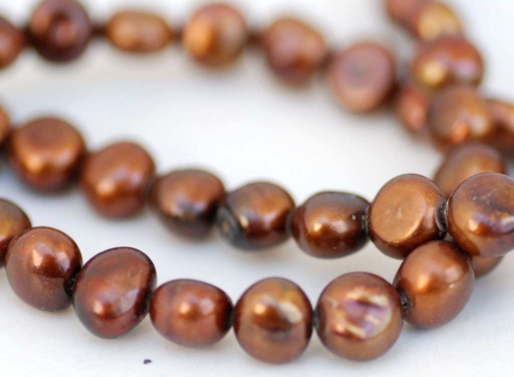 9-11mm AA Baroque Pearl Nugget Pearl Freshwater Pearl Stunning Brown color---15" Full strand of  45pieces #BA4008 --NEW Arrival
