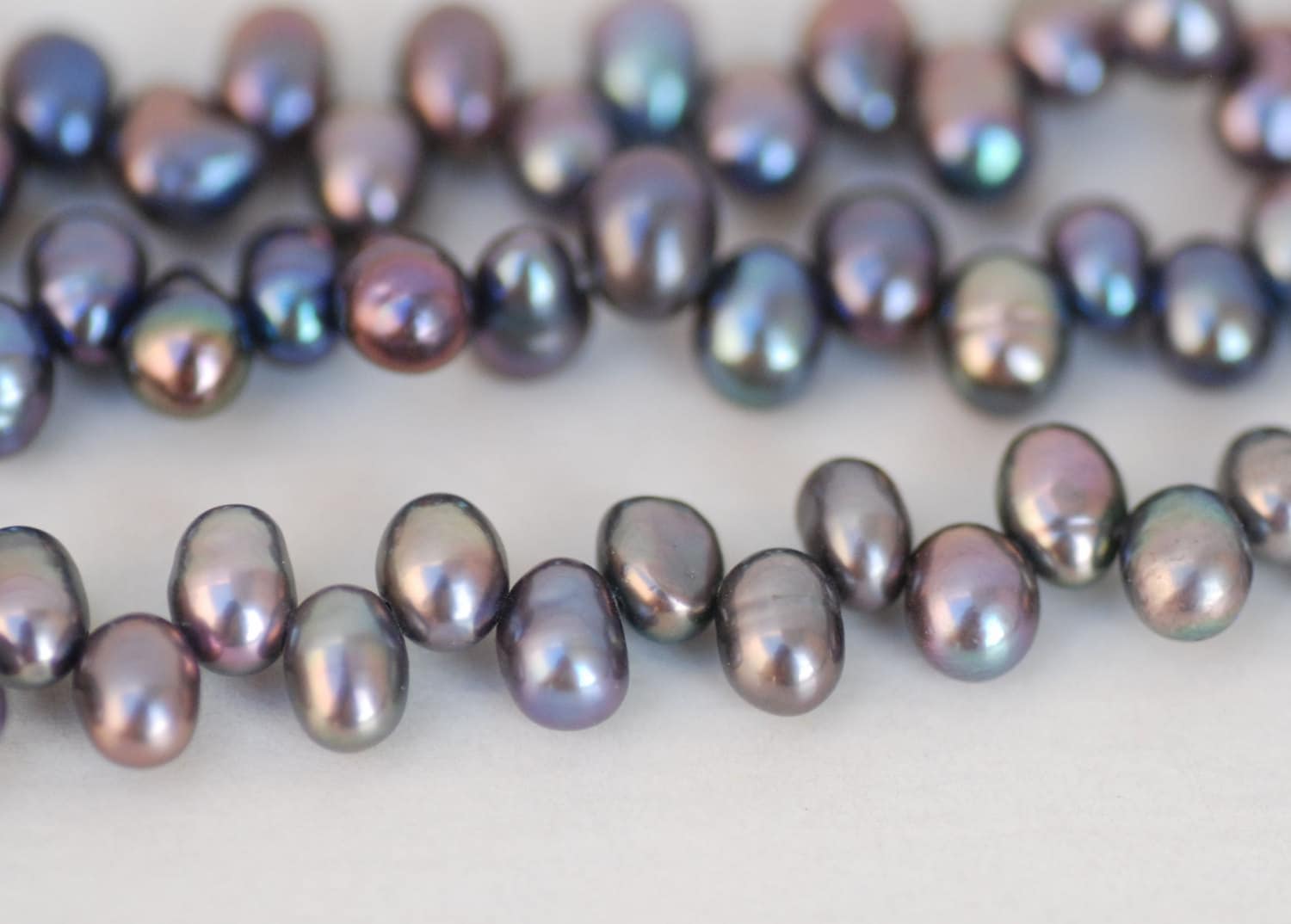 top drilled Dancing Peacock Freshwater Pearl peacock green 5X7mm AA quality briolette tear drop pearl beads 15" full strand 90+ pieces