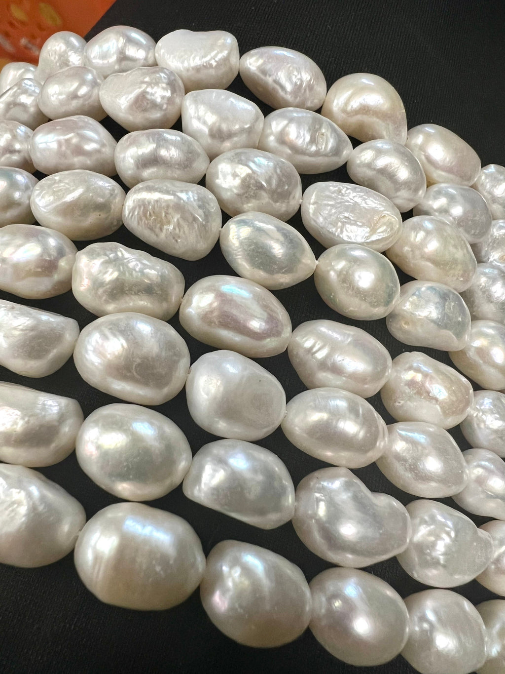AA+ Quality 10-11mm X13-15mm Ivory white Baroque Freshwater pearl 15" full strand genuine pebble pearl, baroque rice pearl beads #BA4104A
