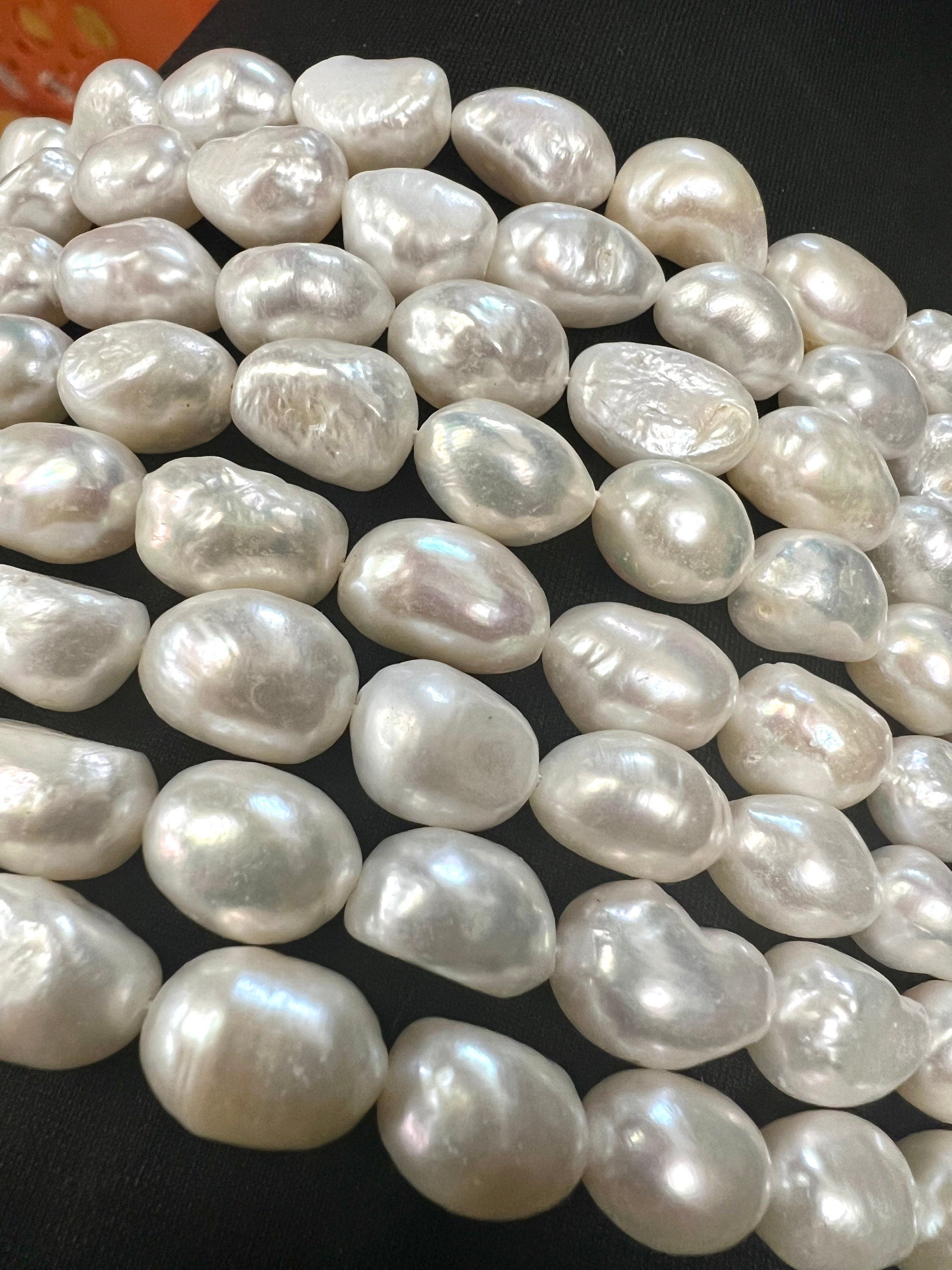 AA+ Quality 10-11mm X13-15mm Ivory white Baroque Freshwater pearl 15" full strand genuine pebble pearl, baroque rice pearl beads #BA4104A