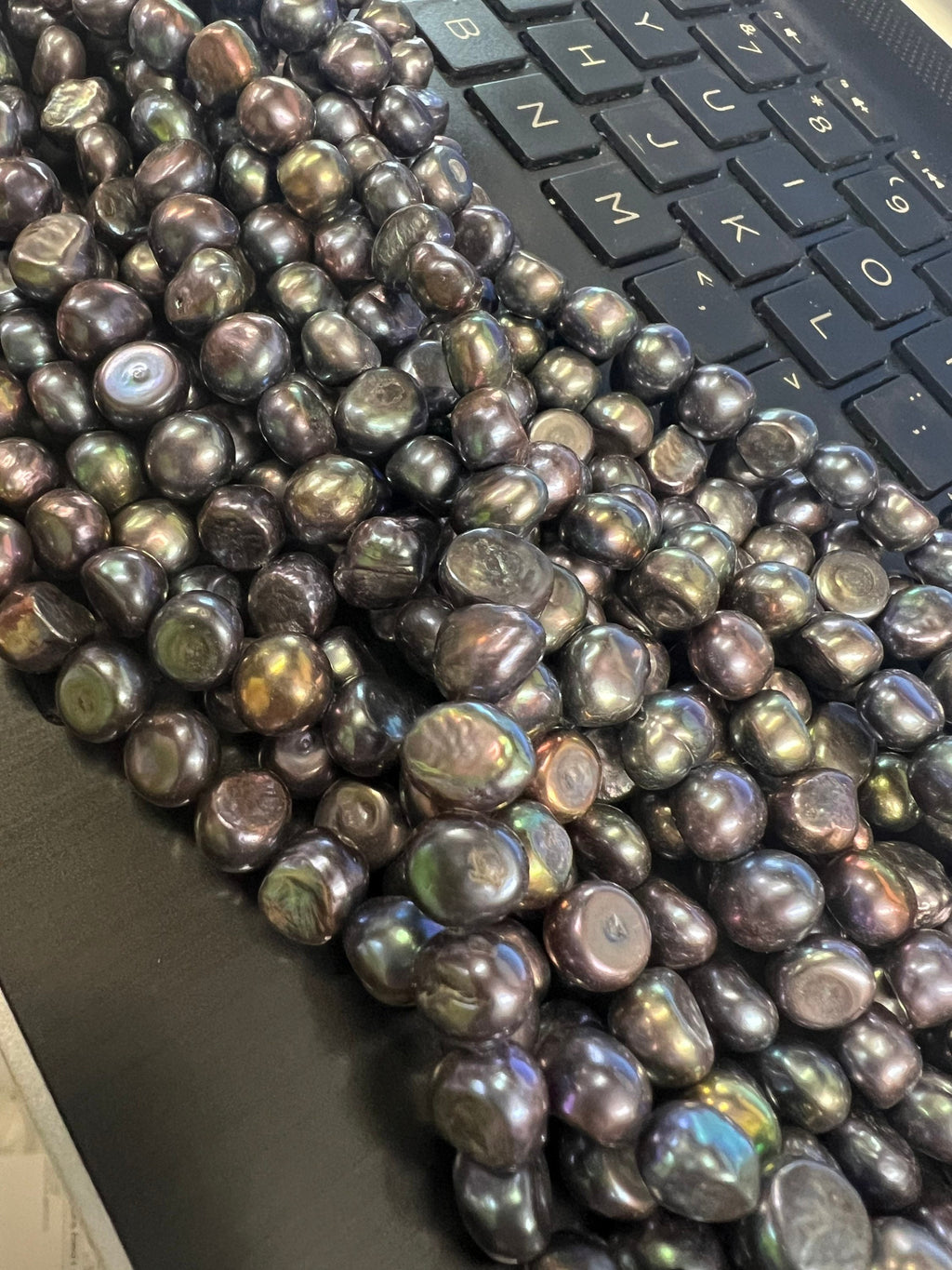 AA 8-9mm Corn nugget Pearl Baroque Freshwater Pearl stunning peacock blue black color pearls----15" full strand 50 pcs  #CB6038P NEW Arrival
