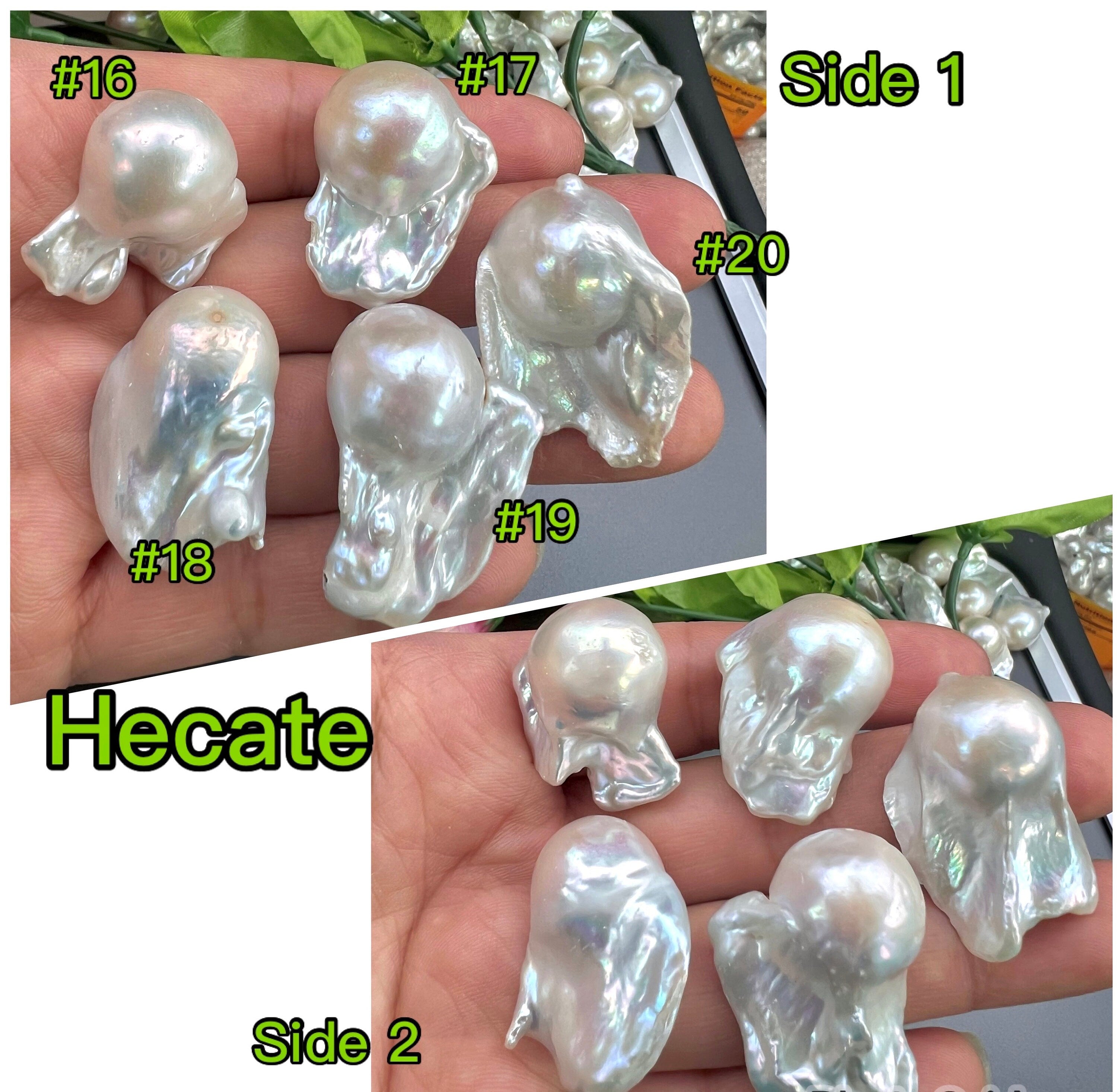 NEW AAA+ Top quality 25-30mmX 18-20mm Unique Huge Fire Flameball Baroque pearl Natural white cultured genuine pearl, half drilled #Hecate