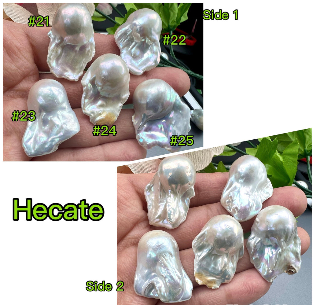 NEW AAA+ Top quality 25-30mmX 18-20mm Unique Huge Fire Flameball Baroque pearl Natural white cultured genuine pearl, half drilled #Hecate