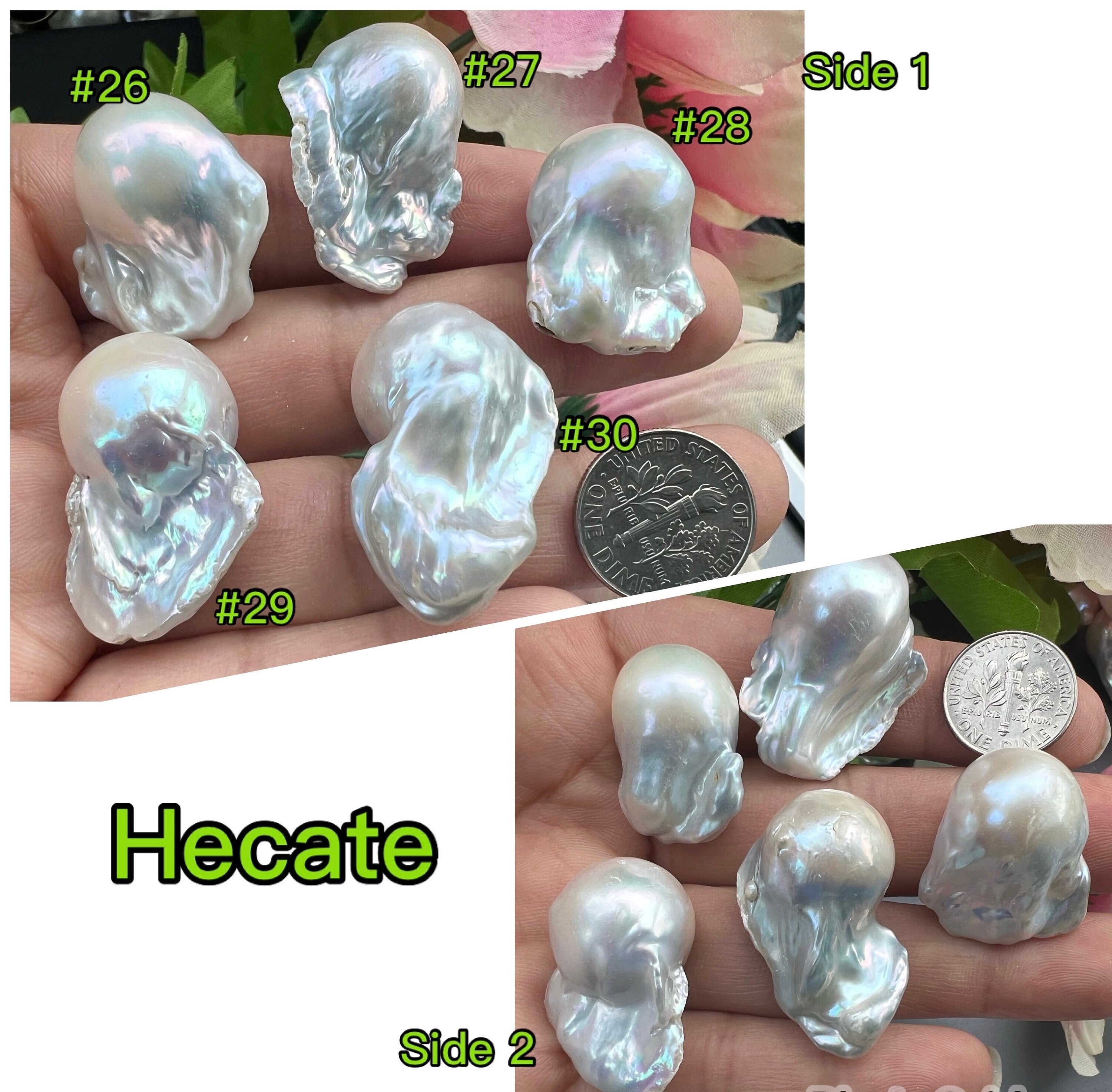 NEW AAA+ Top quality 25-30mmX 18-20mm Unique Huge Fire Flameball Baroque pearl Natural white cultured genuine pearl, half drilled #Hecate