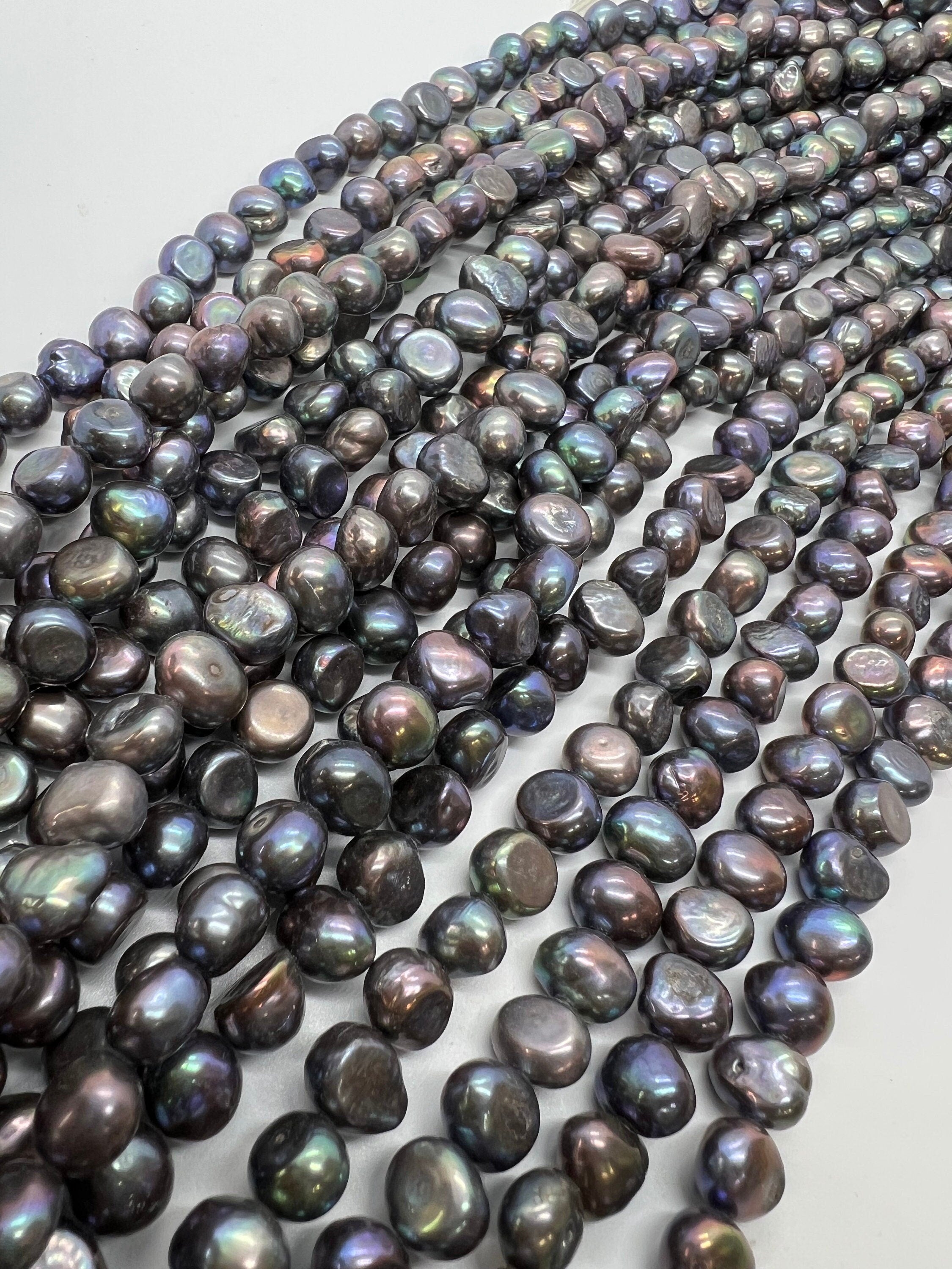 AA 8-9mm Corn nugget Pearl Baroque Freshwater Pearl stunning peacock blue black color pearls----15" full strand 50 pcs  #CB6038P NEW Arrival