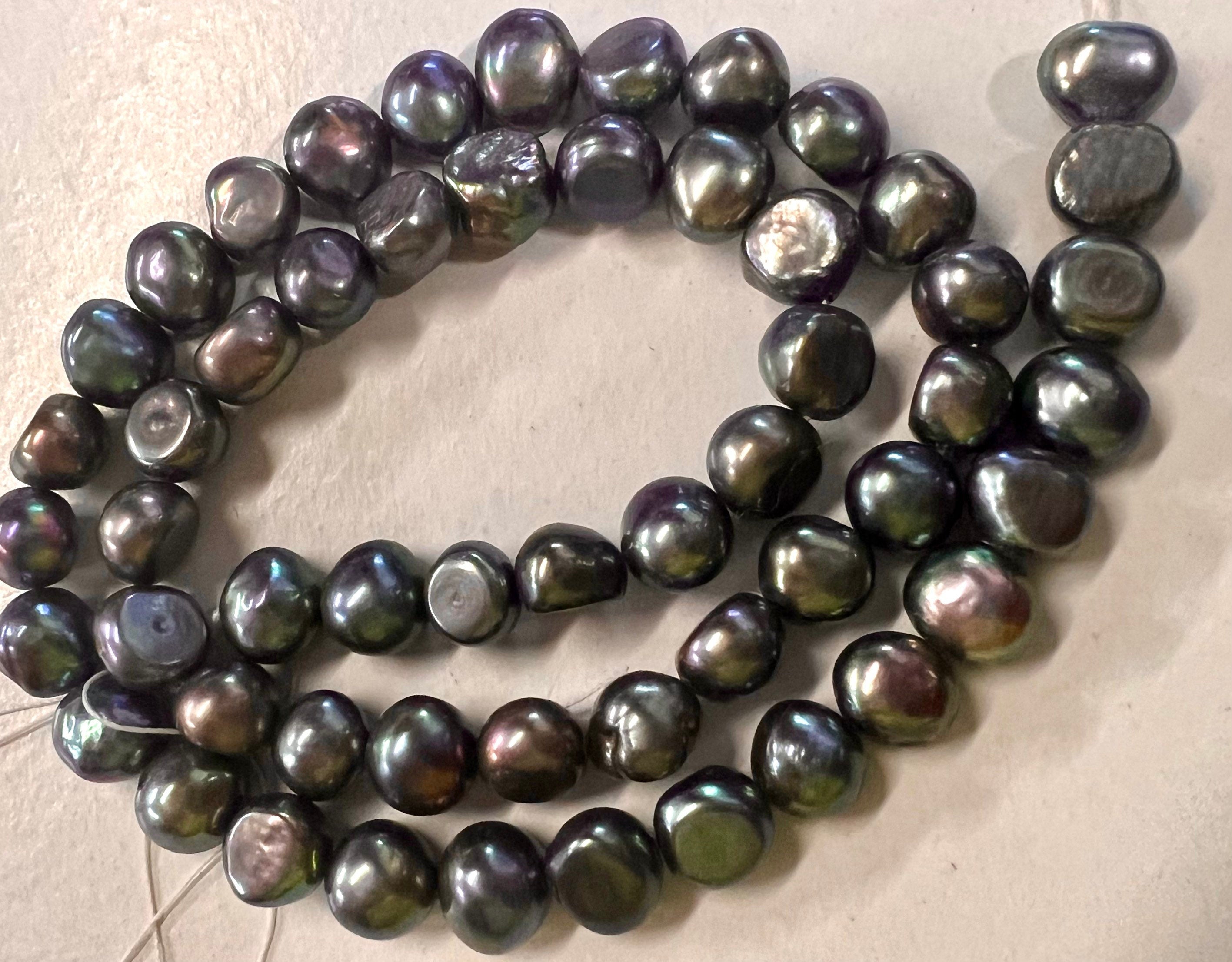 AA 8-9mm Corn nugget Pearl Baroque Freshwater Pearl stunning peacock blue black color pearls----15" full strand 50 pcs  #CB6038P NEW Arrival