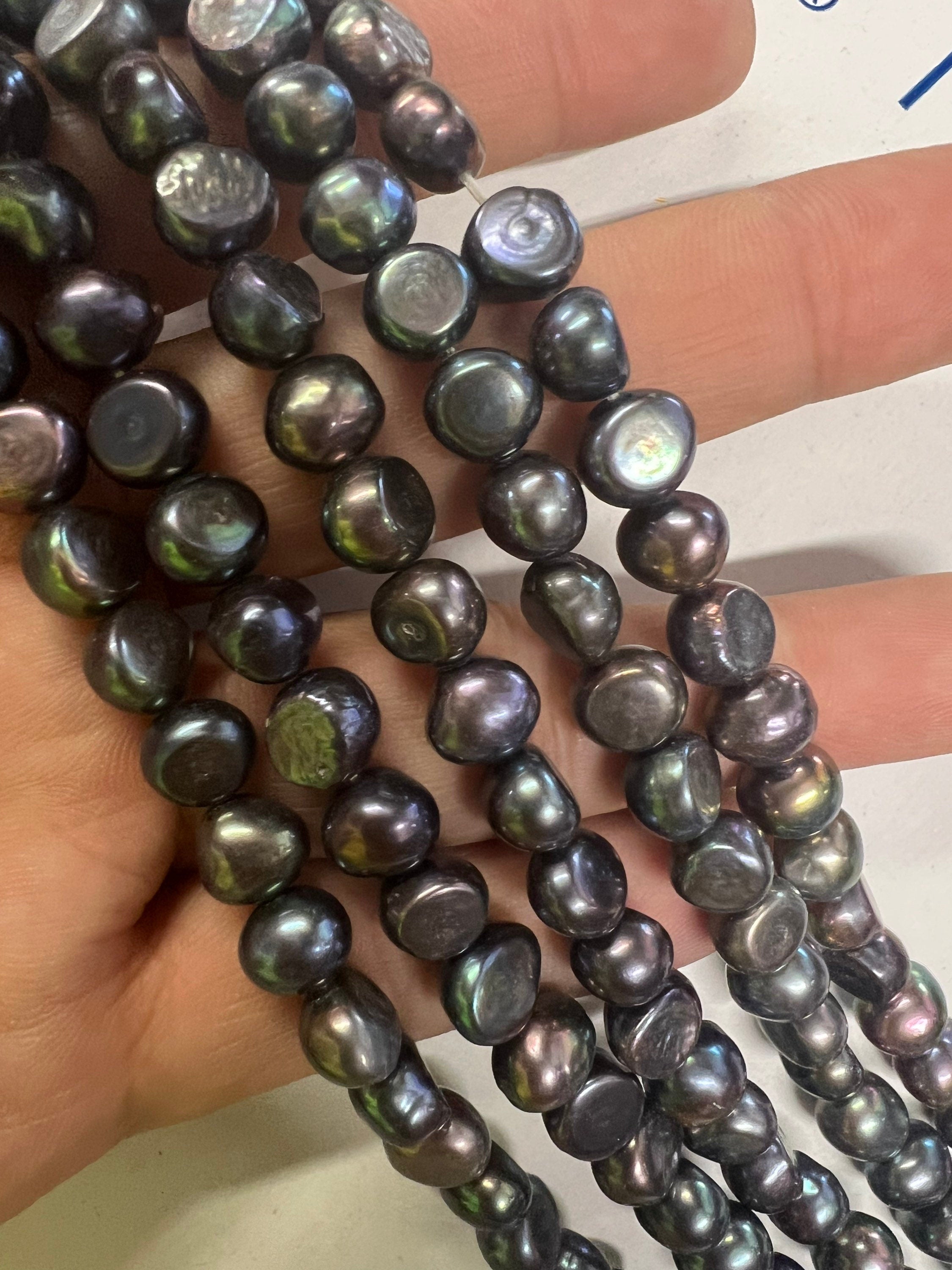 AA 8-9mm Corn nugget Pearl Baroque Freshwater Pearl stunning peacock blue black color pearls----15" full strand 50 pcs  #CB6038P NEW Arrival