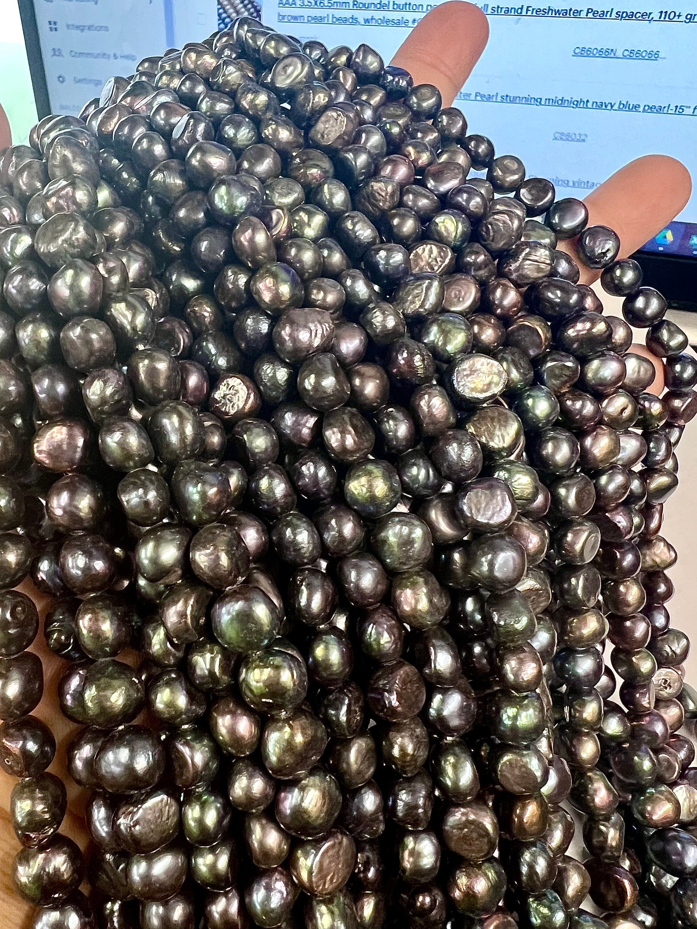 AA 8-9mm Corn nugget Pearl Baroque Freshwater Pearl stunning peacock blue black color pearls----15" full strand 50 pcs  #CB6038P NEW Arrival