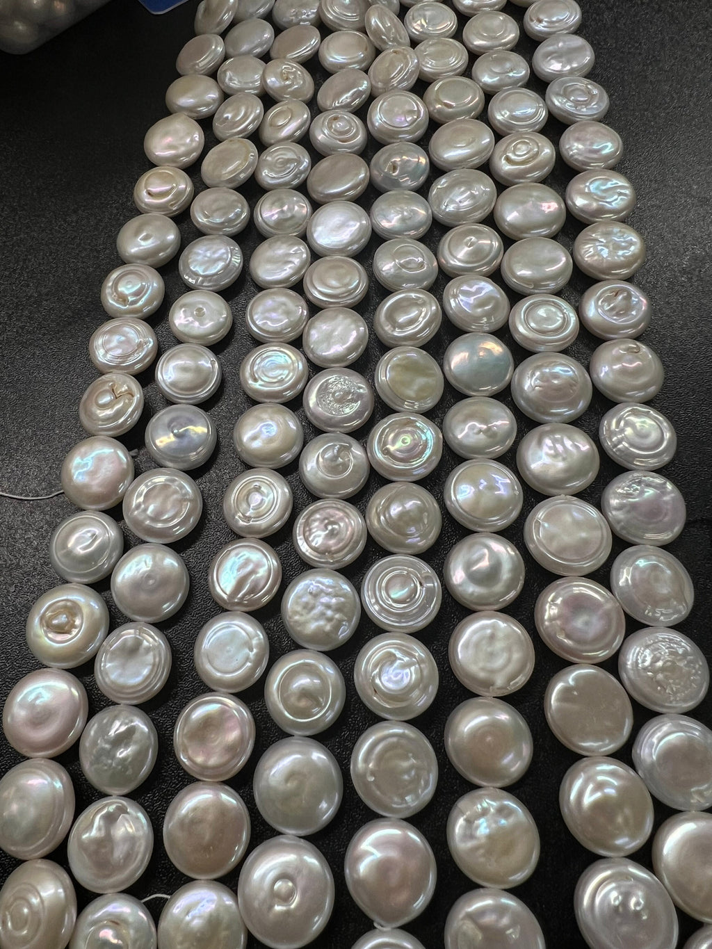 Luster AA 13-14mm circle baroque Coin Pearl Genuine cultured Freshwater pearl Ivory White -15" 28+ pcs full strand NEW design Bridal wedding