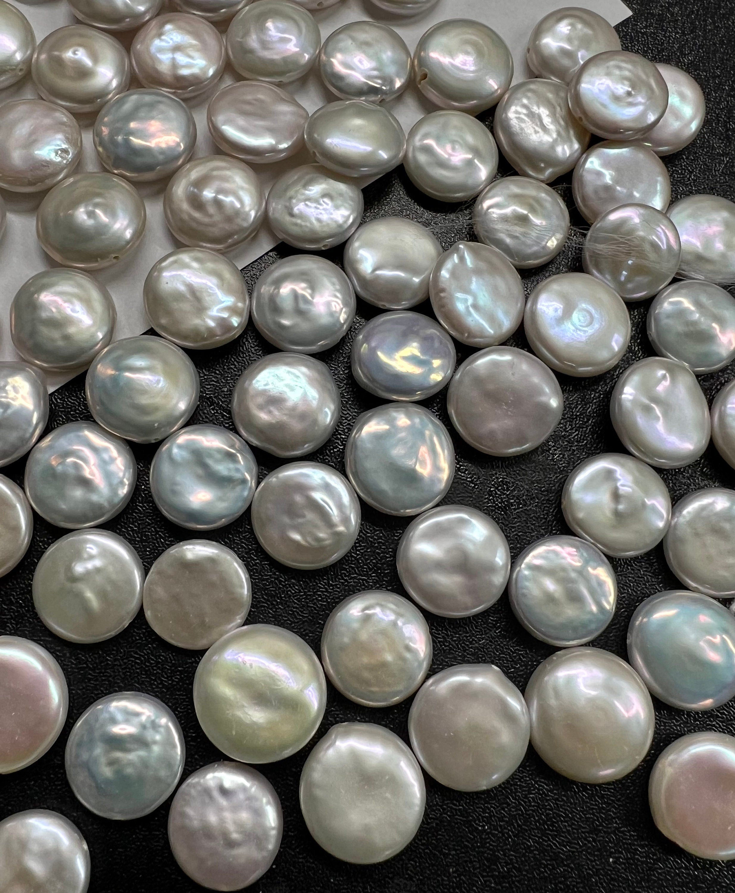 10pc AAA+ gem quality 12-14mm Coin Freshwater Pearl, smooth nacre luster Ivory White Genuine coin pearl, Bridal design wedding gift KC3044