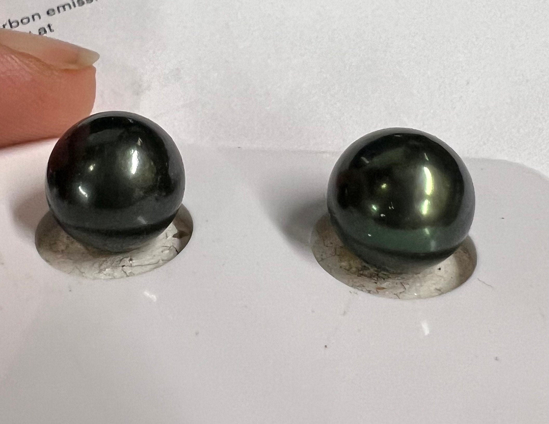 AAA quality Genuine Cultured Tahiti Peacock Black Pearl, 10.5-11mm round potato --sale as matched pair