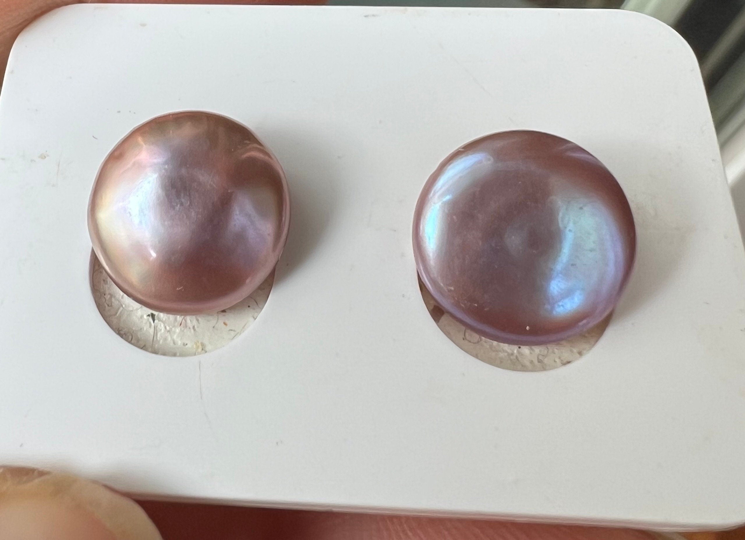 AAA+ gem quality 12-14mm Coin Freshwater Pearl, smooth nacre luster Natural metallic pink peach purple pearl, 2pc Genuine coin pearl, KC3045