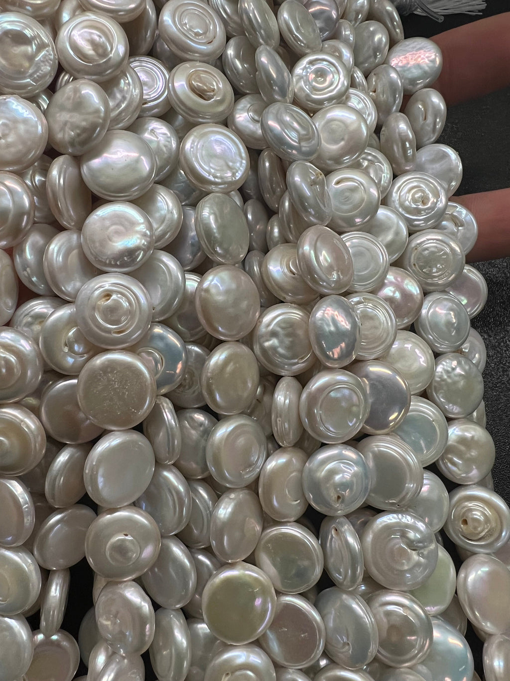 Luster AA 13-14mm circle baroque Coin Pearl Genuine cultured Freshwater pearl Ivory White -15" 28+ pcs full strand NEW design Bridal wedding