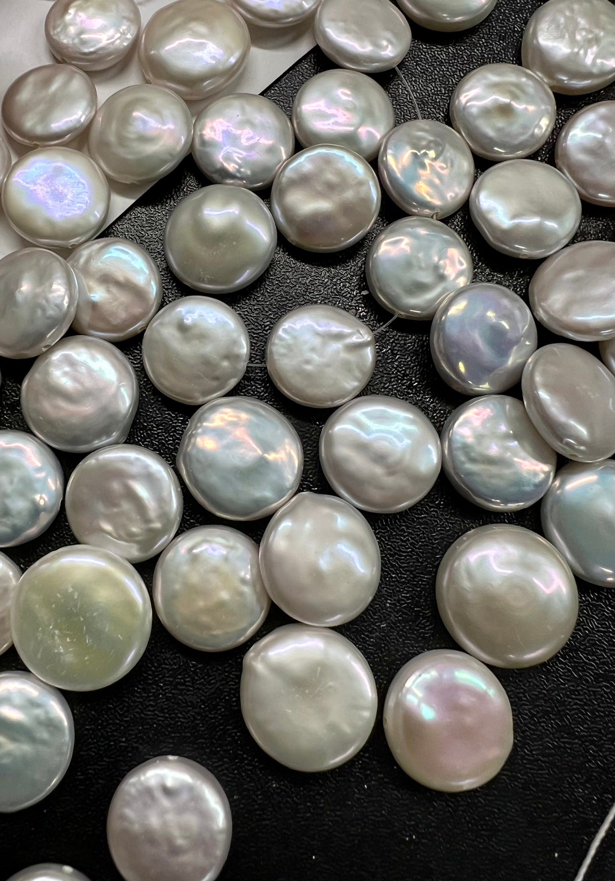 10pc AAA+ gem quality 12-14mm Coin Freshwater Pearl, smooth nacre luster Ivory White Genuine coin pearl, Bridal design wedding gift KC3044
