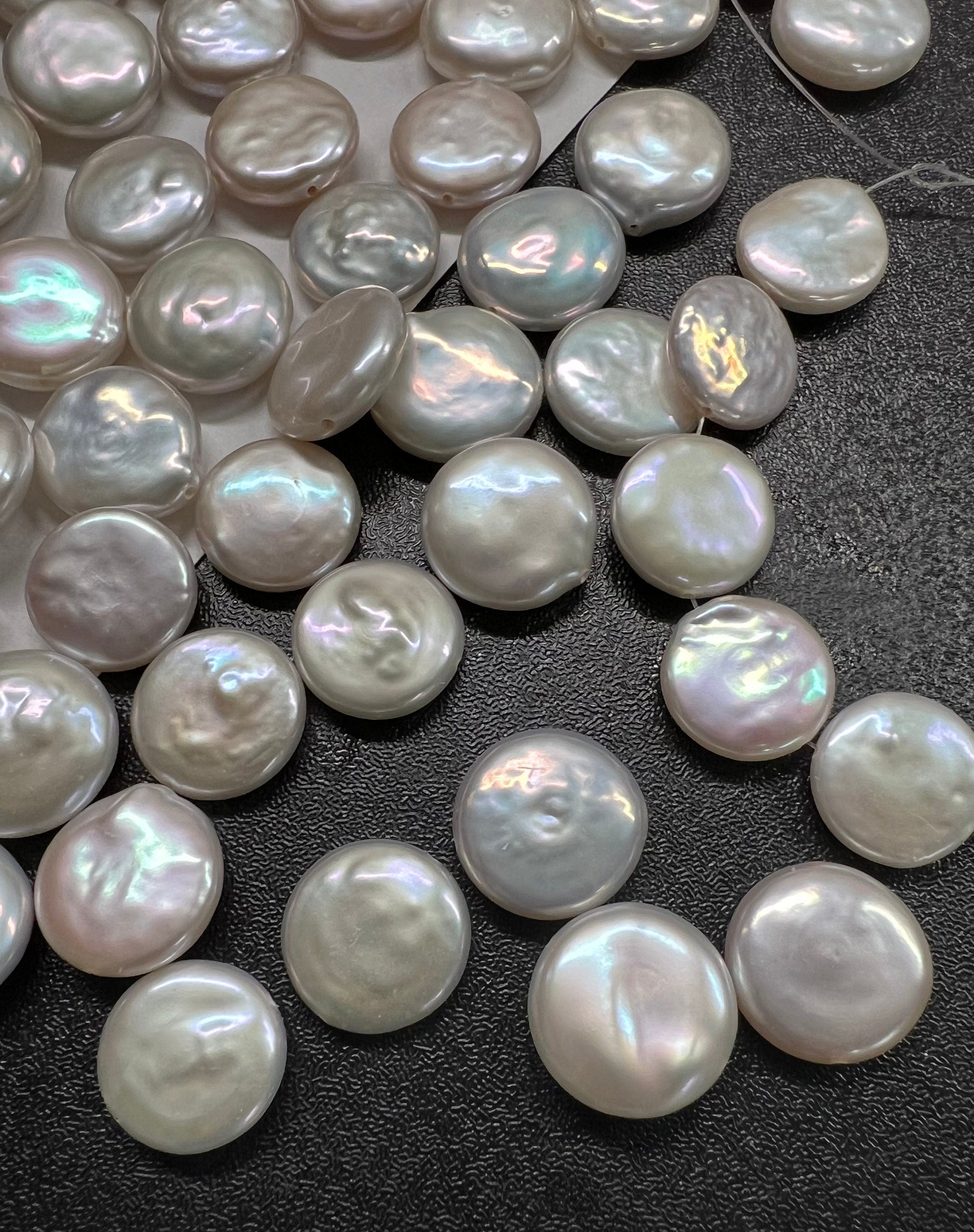 10pc AAA+ gem quality 12-14mm Coin Freshwater Pearl, smooth nacre luster Ivory White Genuine coin pearl, Bridal design wedding gift KC3044