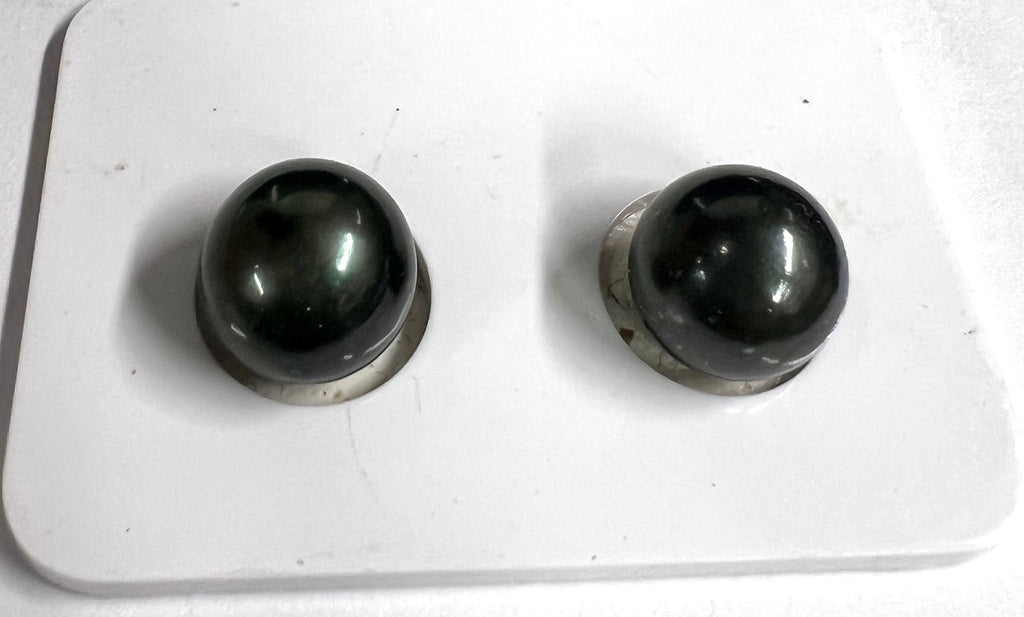 AAA quality Genuine Cultured Tahiti Peacock Black Pearl, 10.5-11mm round potato --sale as matched pair