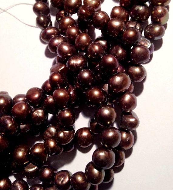 Corn Pearl Baroque Pearl Freshwater Pearl stunning dark brown color 8-9mm AAA----15" full strand 50 pcs  #CB6037 NEW Arrival