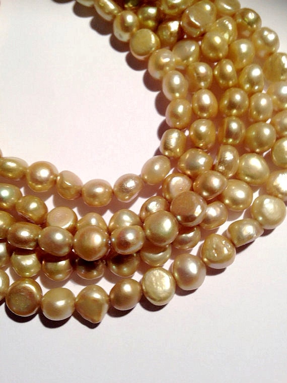 AAA 8-9mm Corn Pearl Baroque Pearl Freshwater Pearl stunning vintage champagne color ---15'' full strand 50pieces #CB6036 NEW Arrival